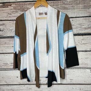 Chico’s Easywear Open Front Lightweight Cardigan Top Size Small (0) Draped Front